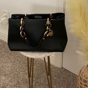 Michael Kors Black Shoulder Bag with Gold Details